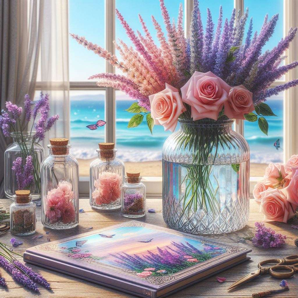Lavendel och rosor Pussel online