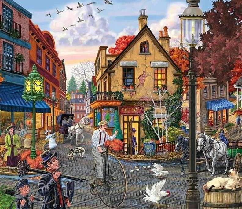 Life in the town in the past jigsaw puzzle online