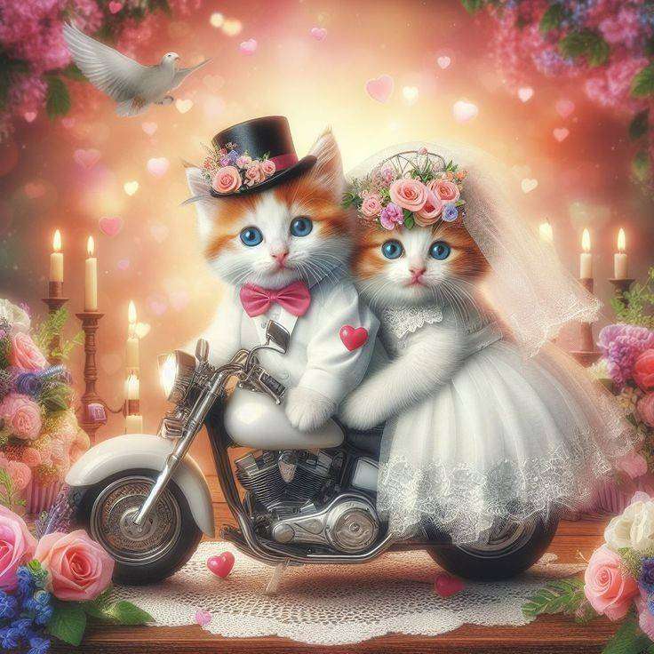 Pisici proaspăt căsătoriți puzzle online