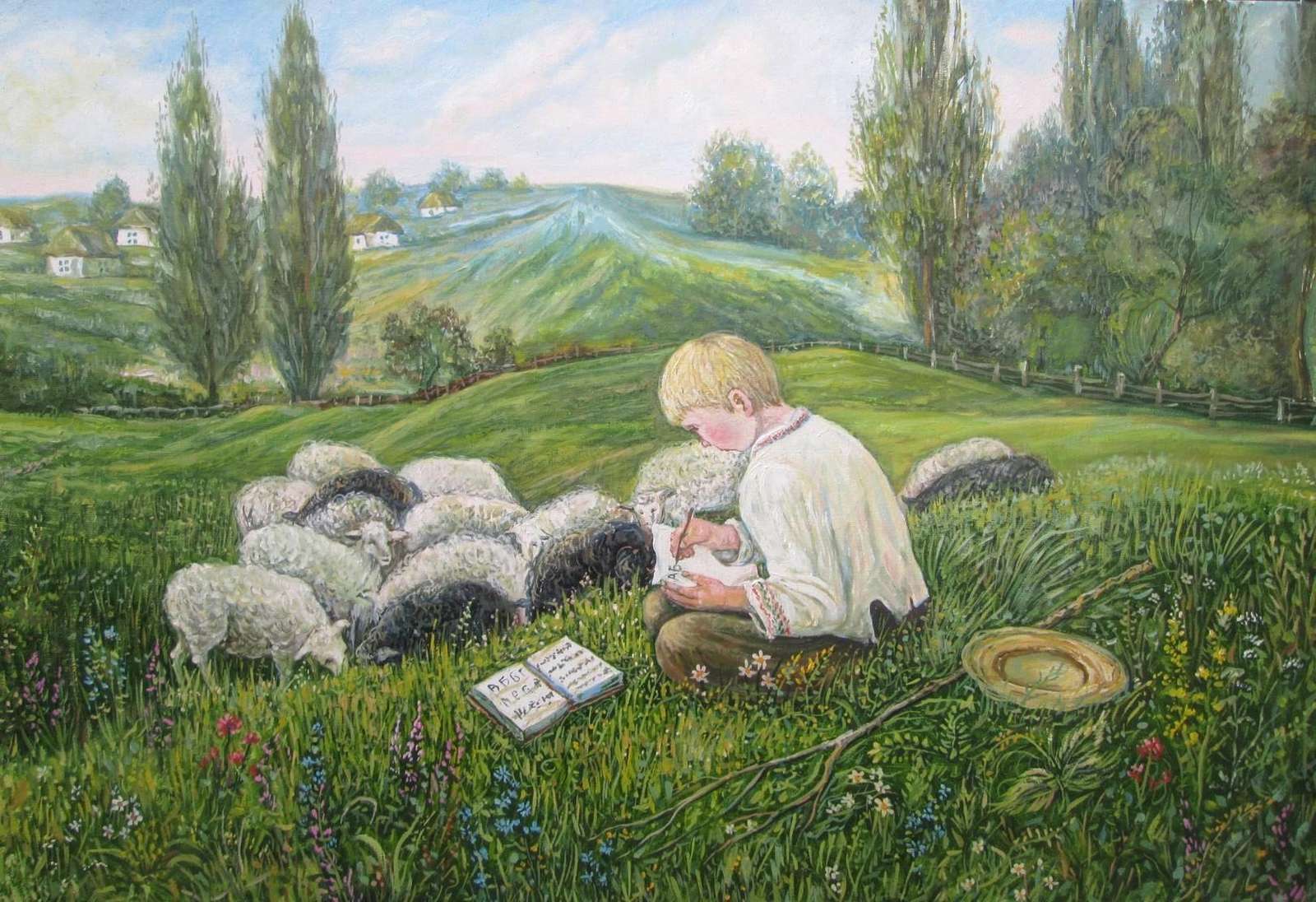 村の外で子羊を放牧した オンラインパズル