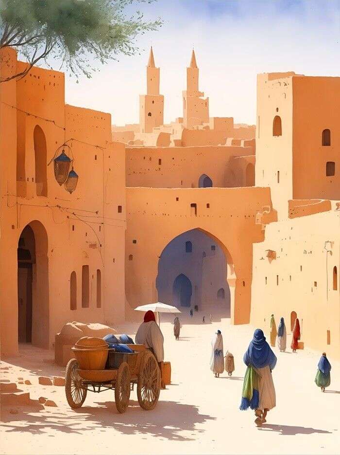 Ghardaia in Algerien Gemälde Online-Puzzle