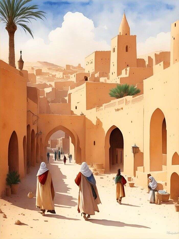Ghardaia in Algerien Gemälde Puzzlespiel online