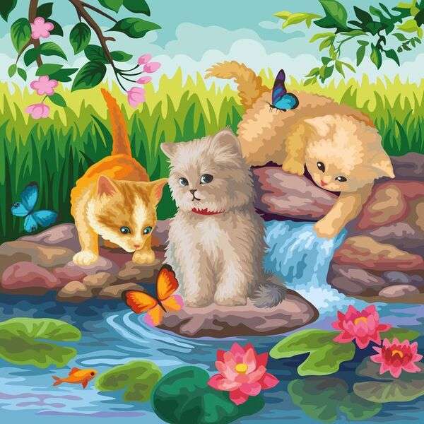 Koťata v rybníku #292 online puzzle