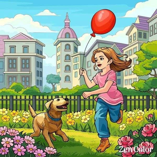 小さな女の子は彼女の子犬と遊ぶ ジグソーパズルオンライン