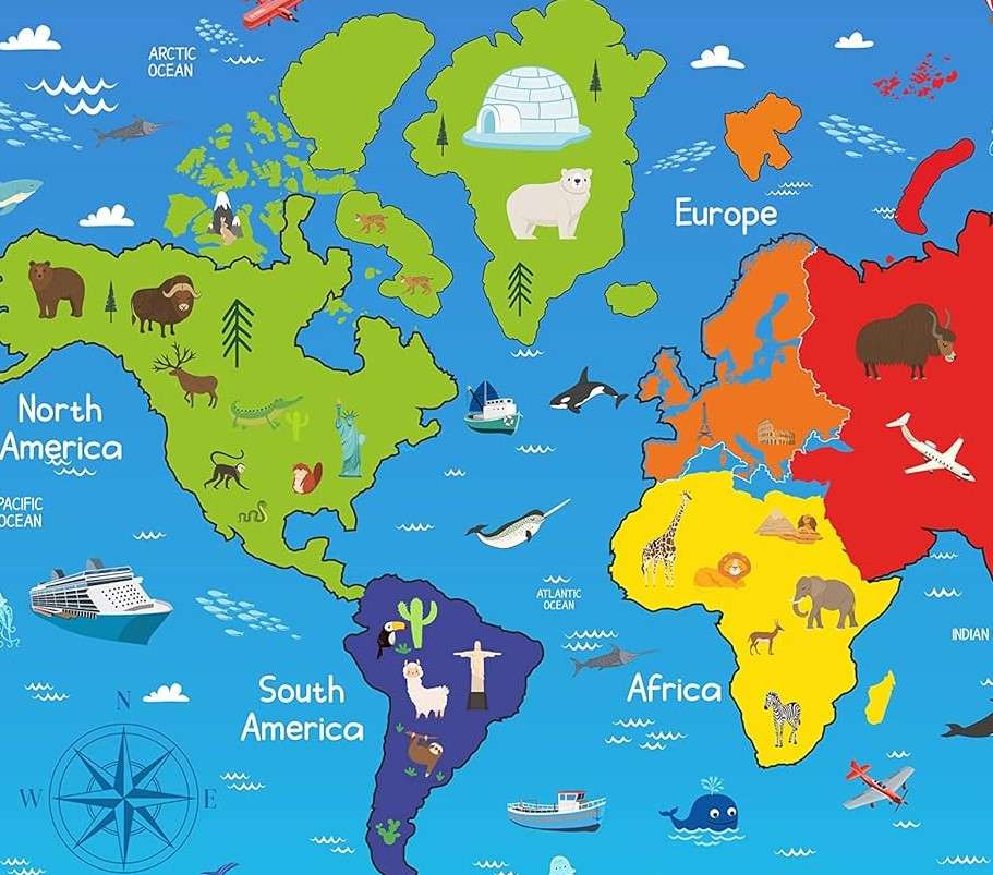 Kontinente. Tiere Online-Puzzle