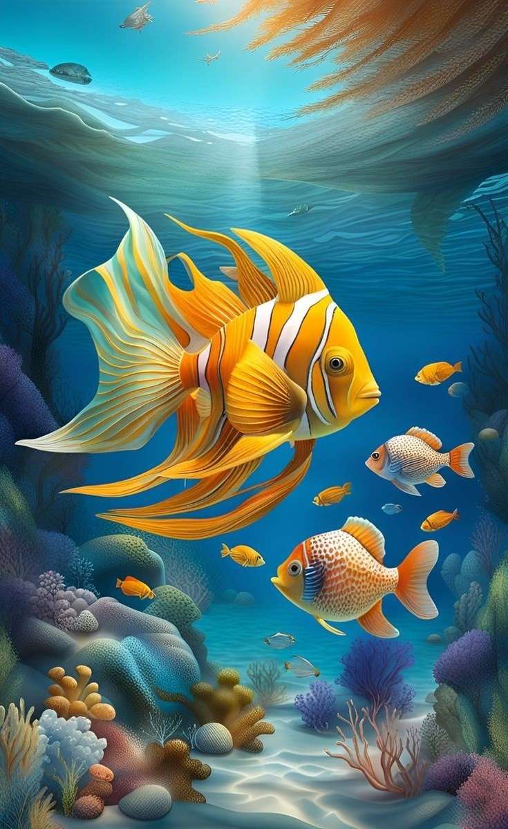 κίτρινο-λευκό ψάρι online παζλ