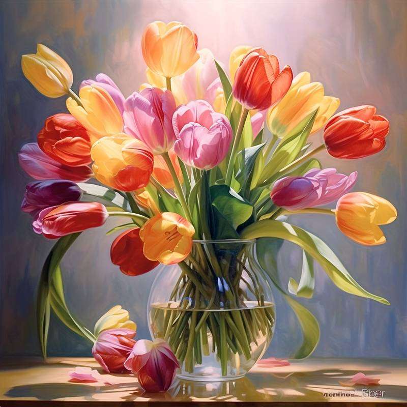 bouquet de tulipes printanier puzzle en ligne