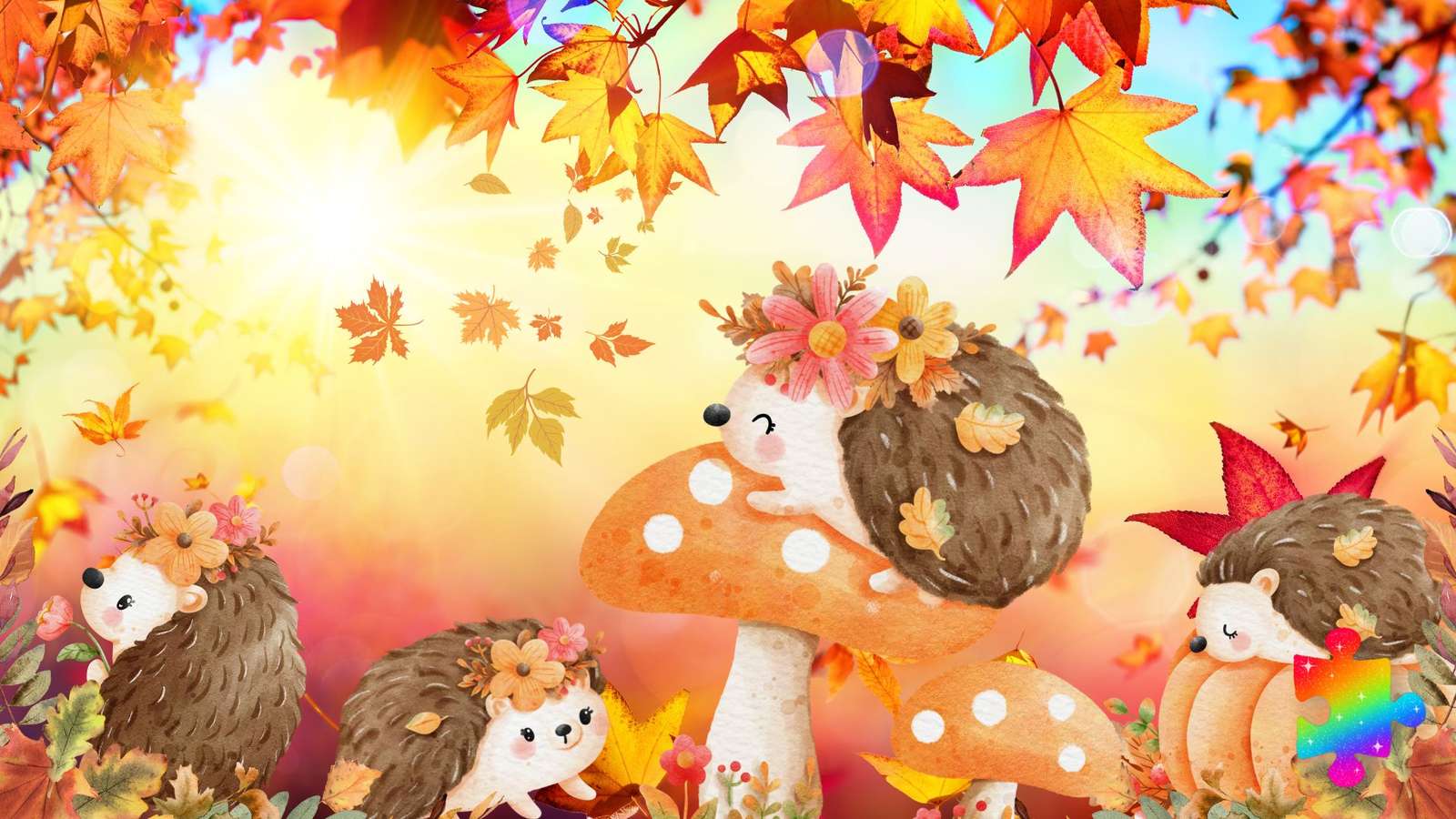 Podzimní ježci online puzzle