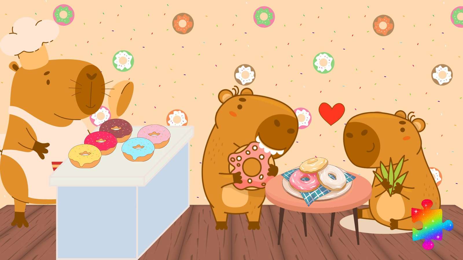 Capybara Donut Shop Puzzlespiel online