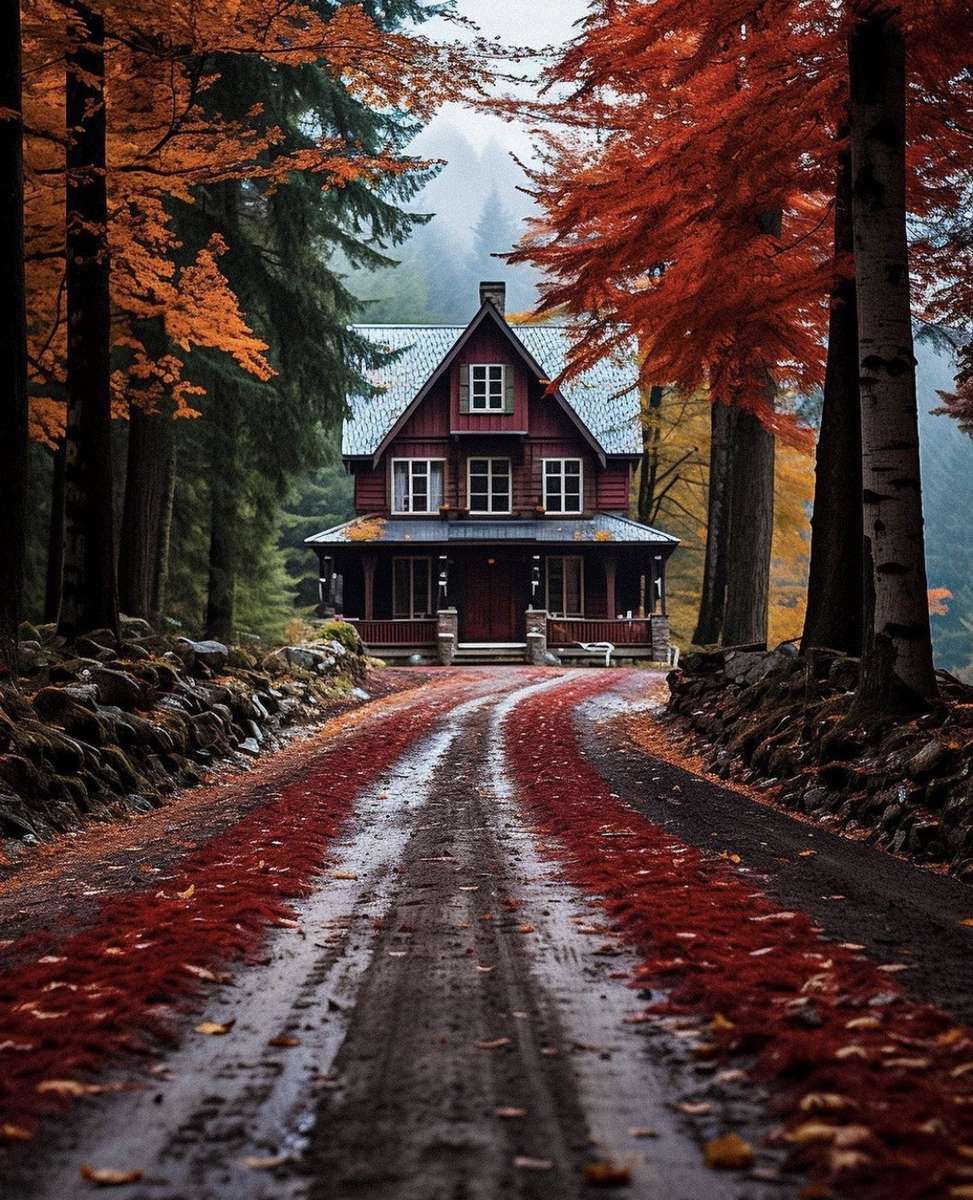 petite maison dans la forêt rouge puzzle en ligne