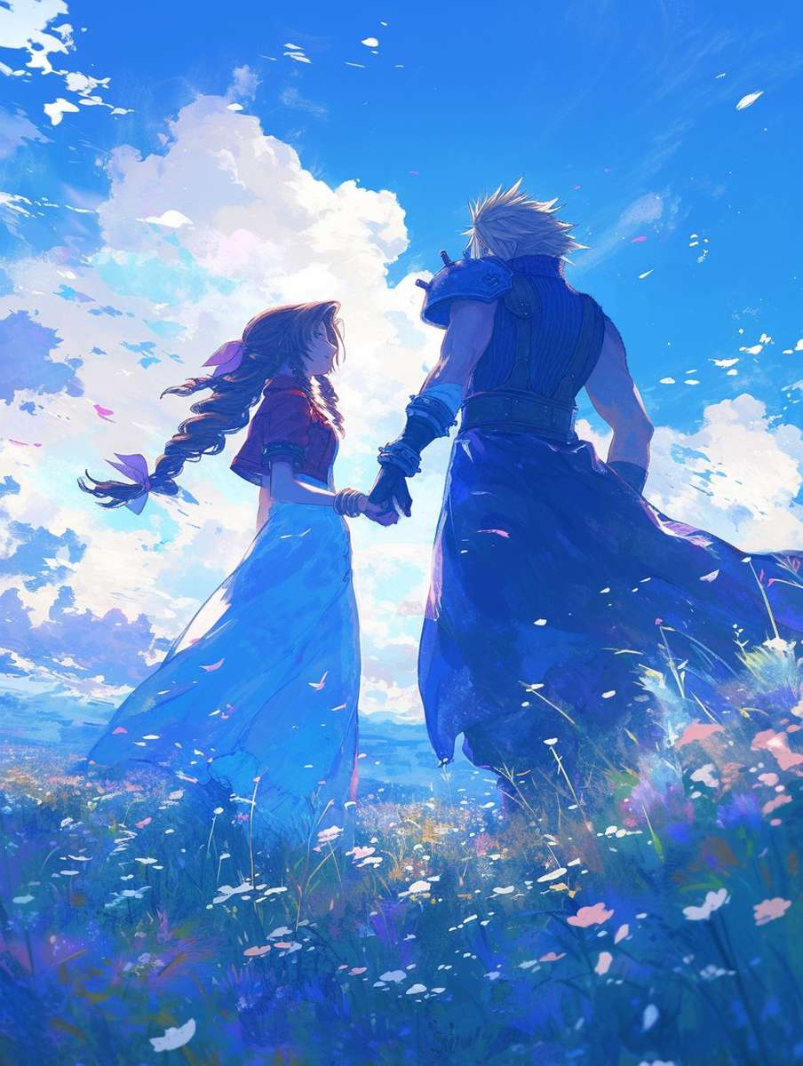 Cloud und Aerith FFVII Puzzlespiel online