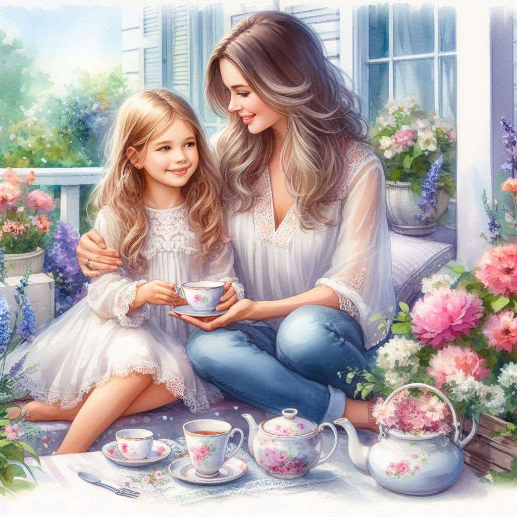 Τσάι πικνίκ με τη μαμά online παζλ