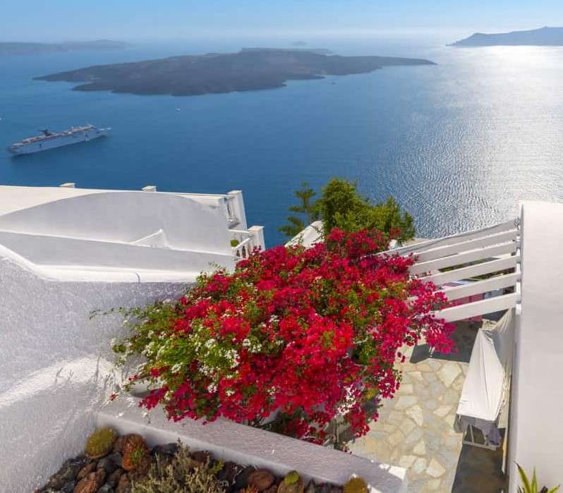 Meerblick von der Terrasse in Santorini Puzzlespiel online
