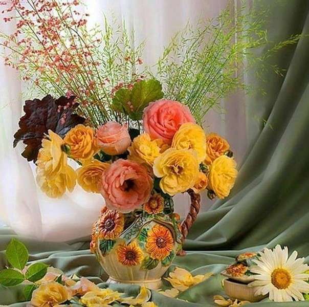 Virágok egy vázában kirakós online