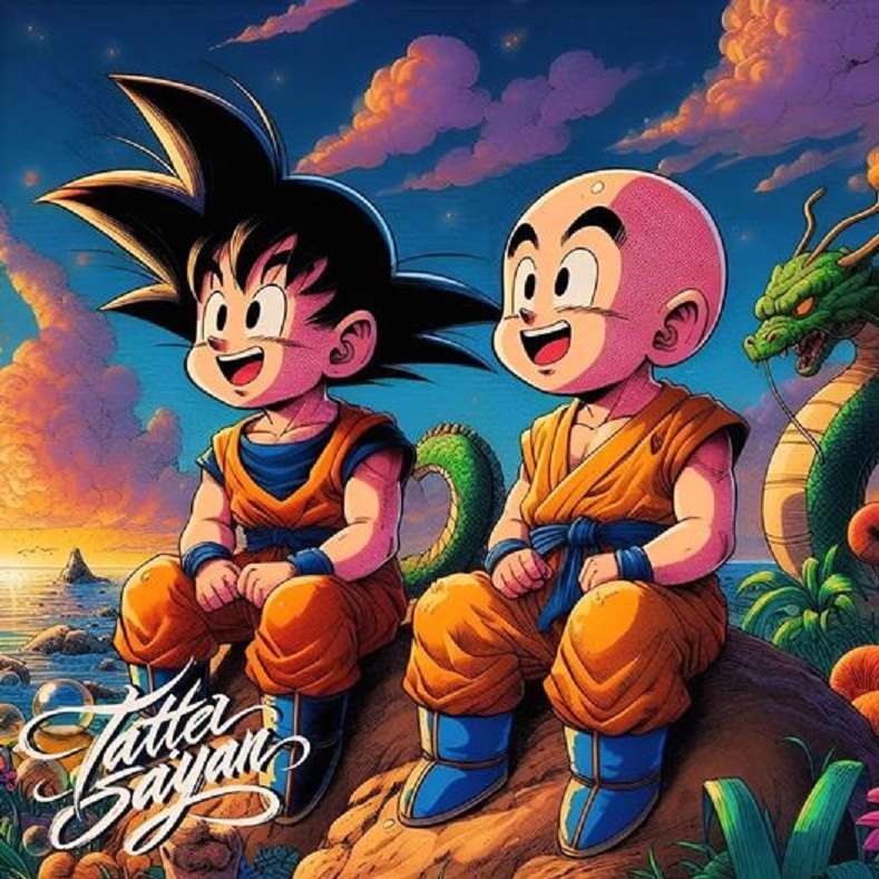 Goku e Crilin di Dragon Ball puzzle online