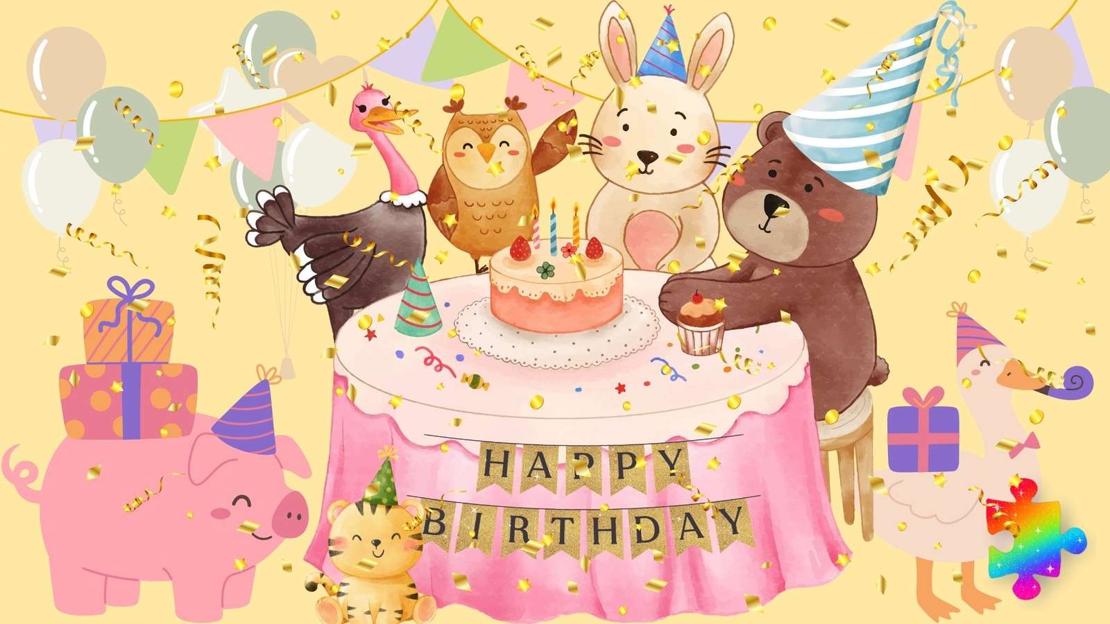 Festa de aniversário de animais puzzle online
