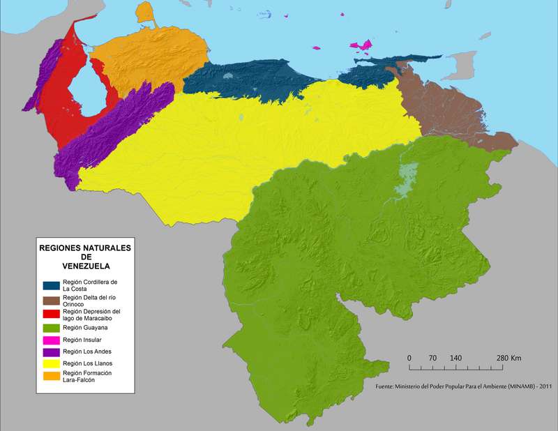 карта на регионите на Венецуела онлайн пъзел