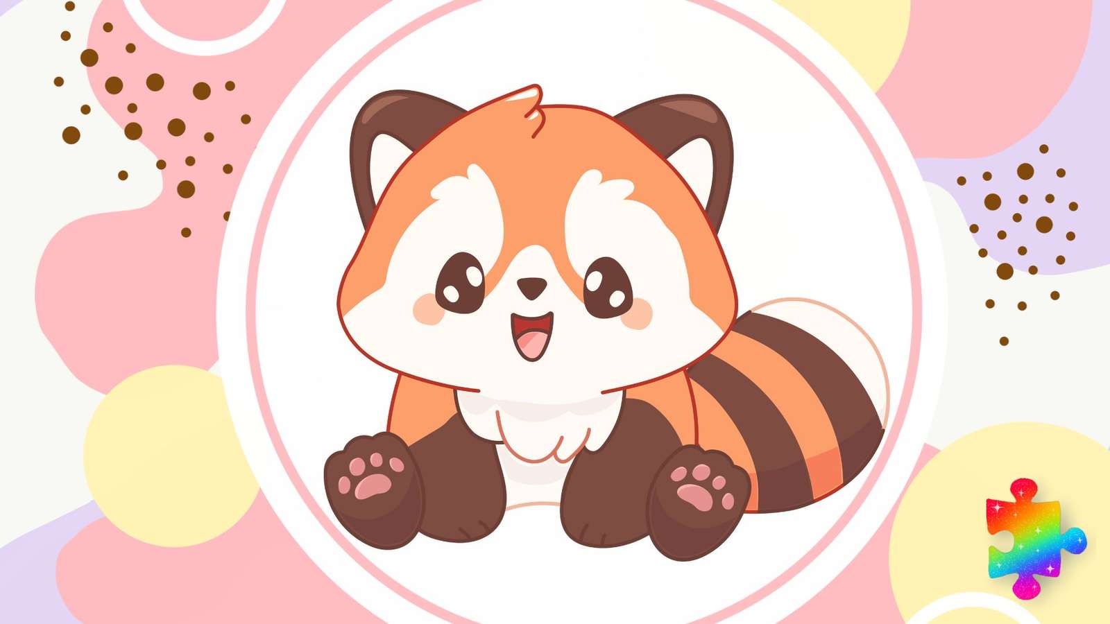 Χαριτωμένο κόκκινο Panda online παζλ