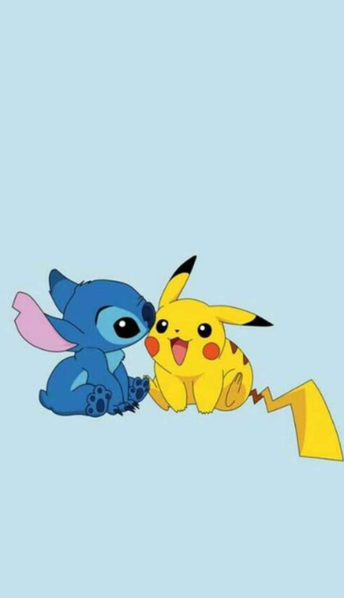 Stitch och Pikachu pussel på nätet
