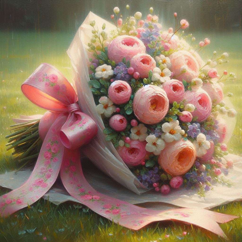 Un bouquet di fiori primaverili dai colori pastello puzzle online