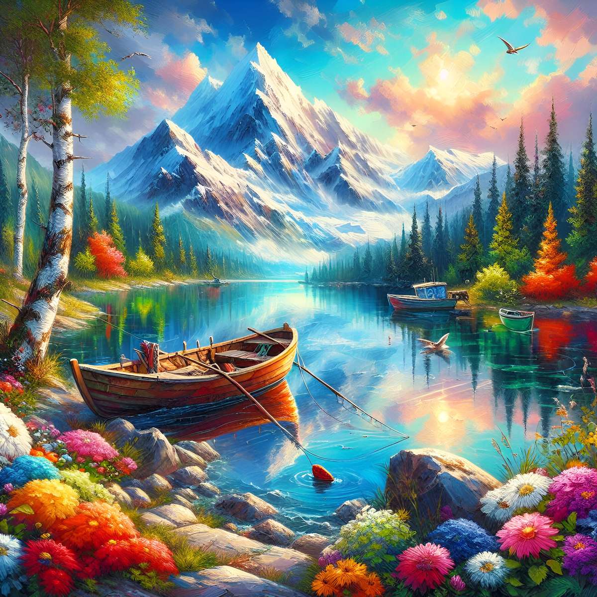 Lago de montanha de paisagem puzzle online