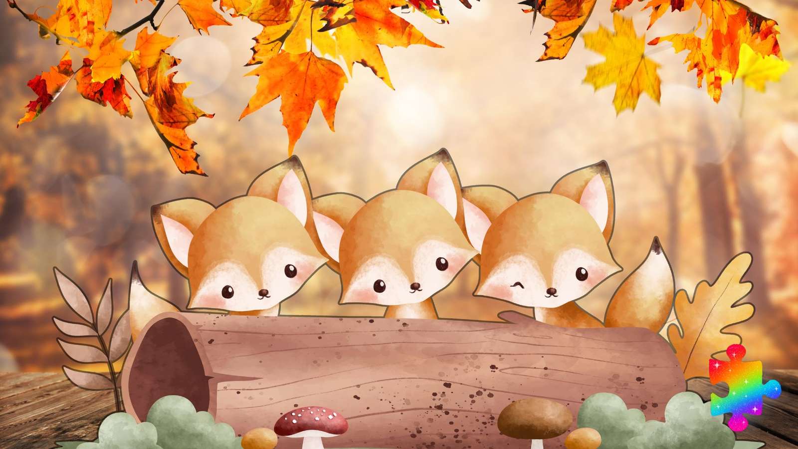 Roztomilé lišky online puzzle