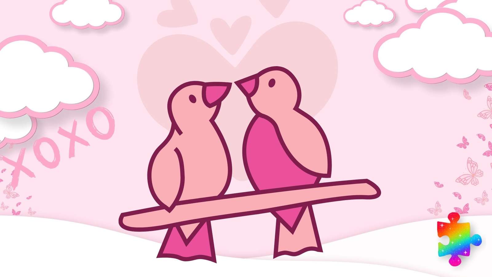 Сладки влюбени птици онлайн пъзел