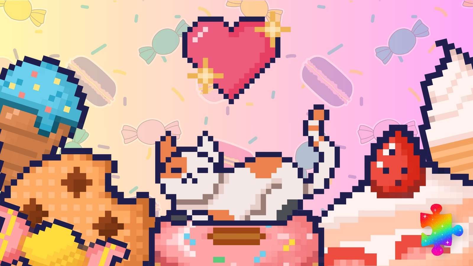 Pixel Candy Cat World puzzle online