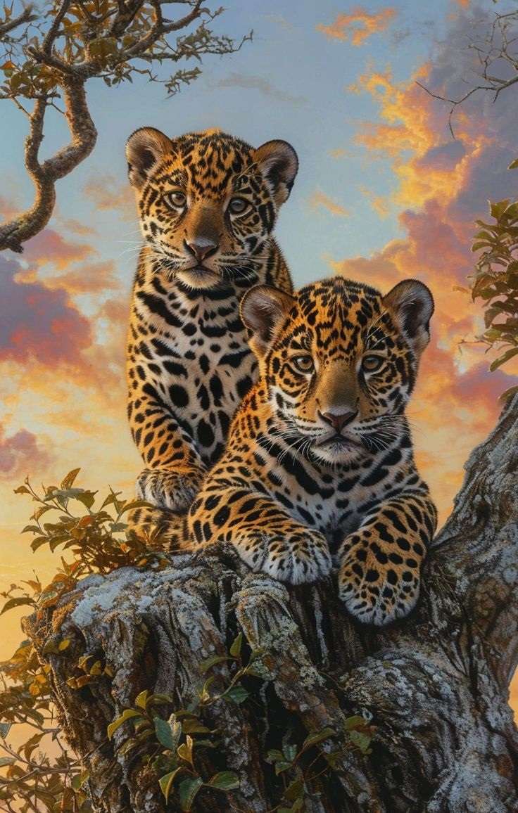 twee jonge luipaarden legpuzzel online
