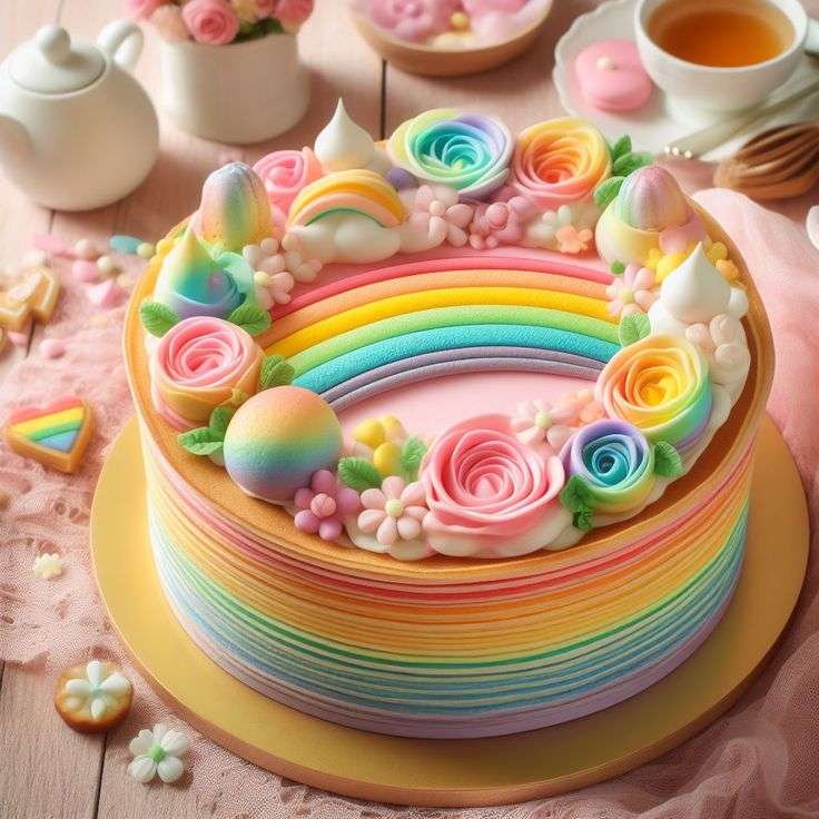 Duhový dort skládačky online