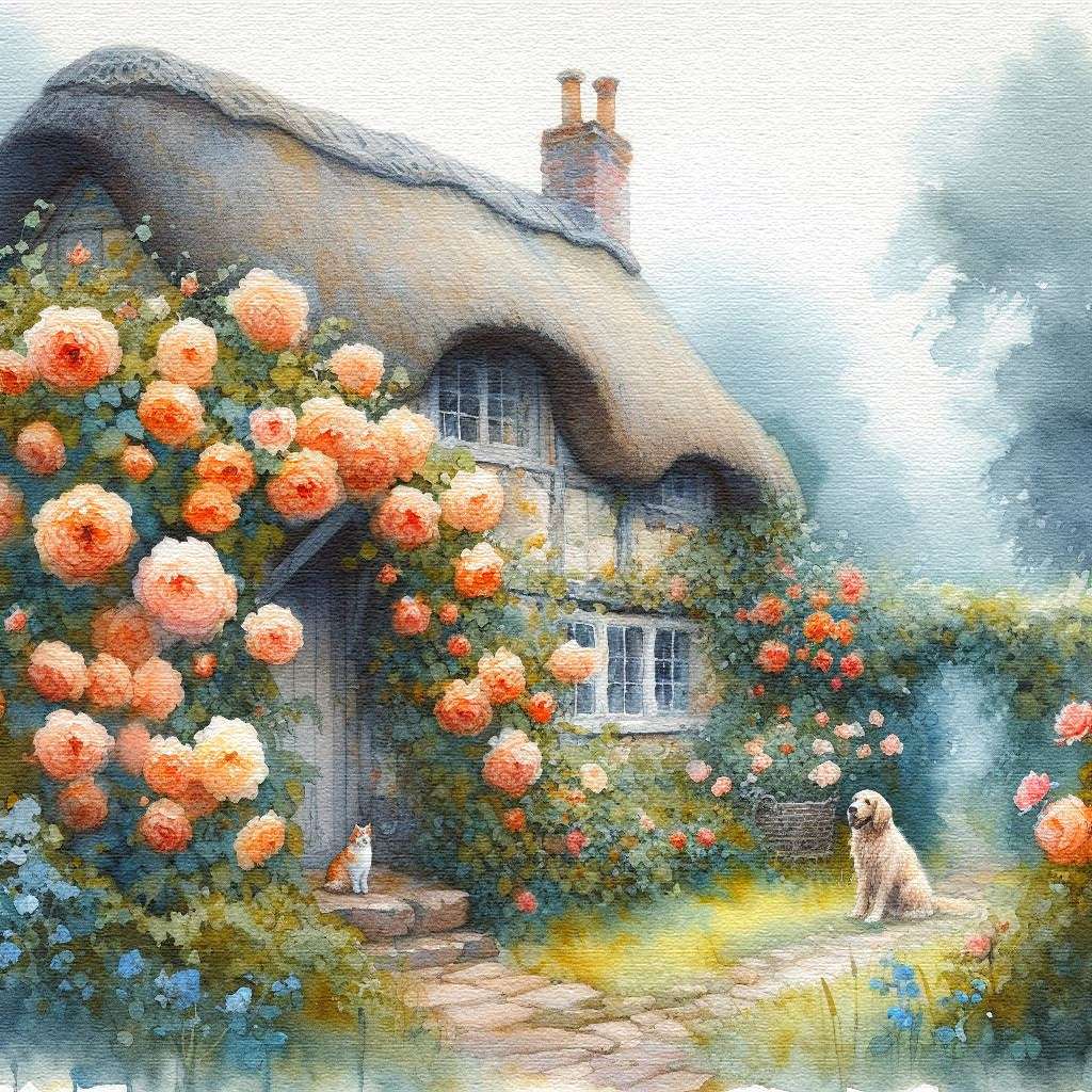 Cottage delle rose arancioni puzzle online