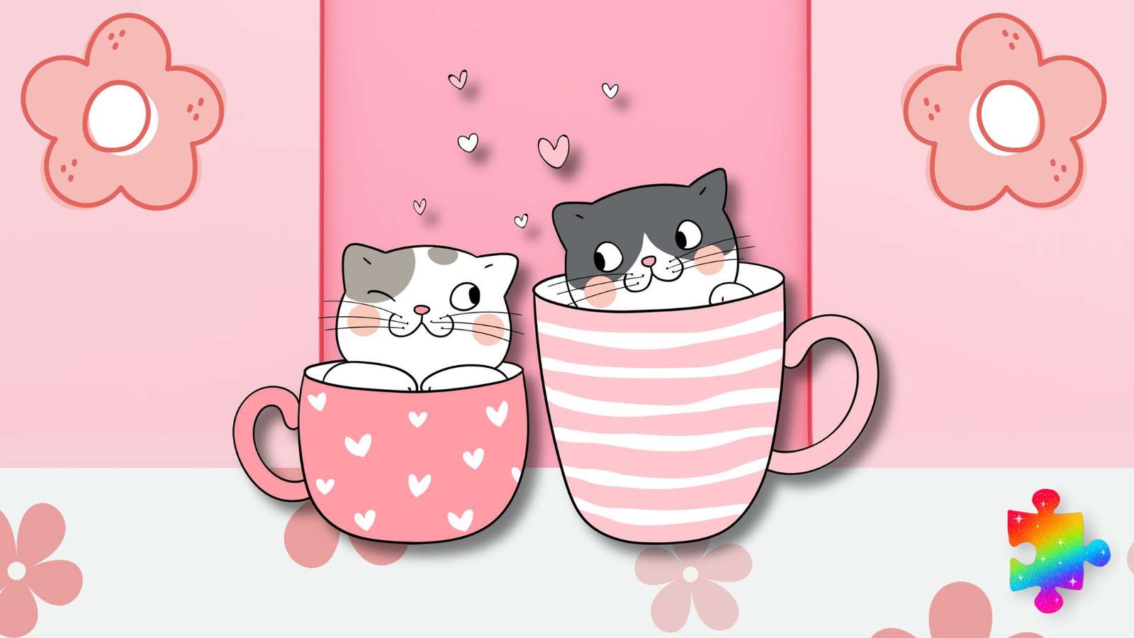 Lustige Kaffeetassen-Katzen Puzzlespiel online