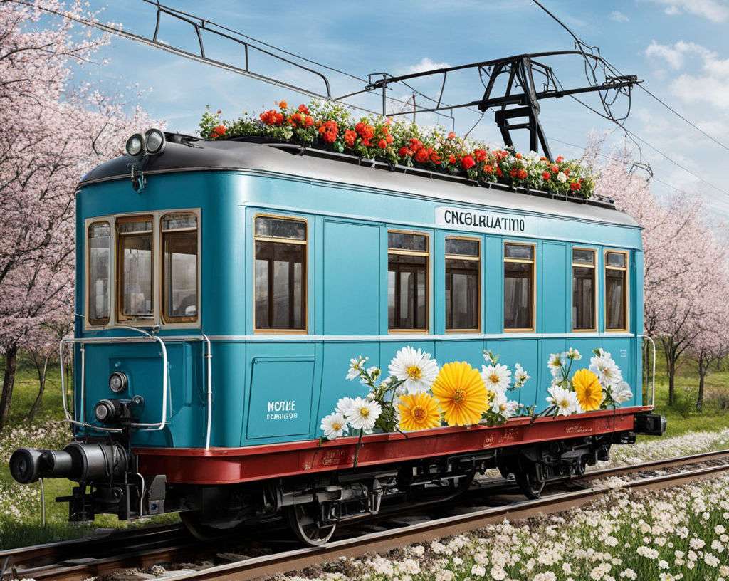 Цветочный поезд онлайн-пазл