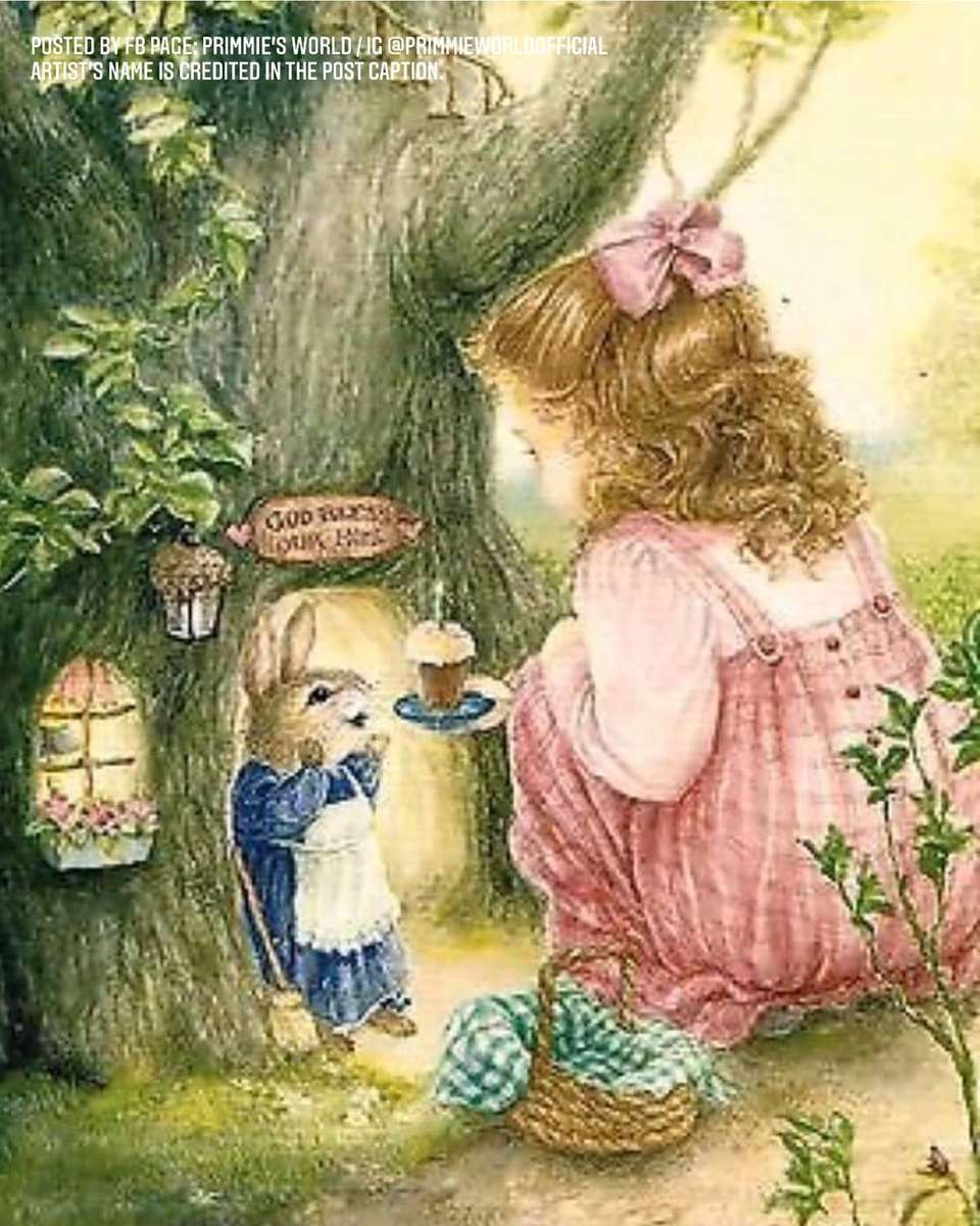 маленька дівчинка вітає пані Кролик з днем ​​народження пазл онлайн