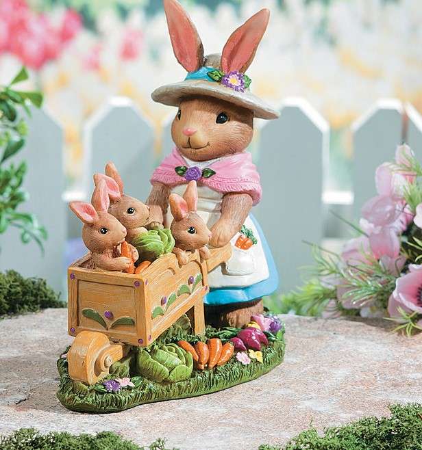 Figurina. Una famiglia di conigli a passeggio puzzle online
