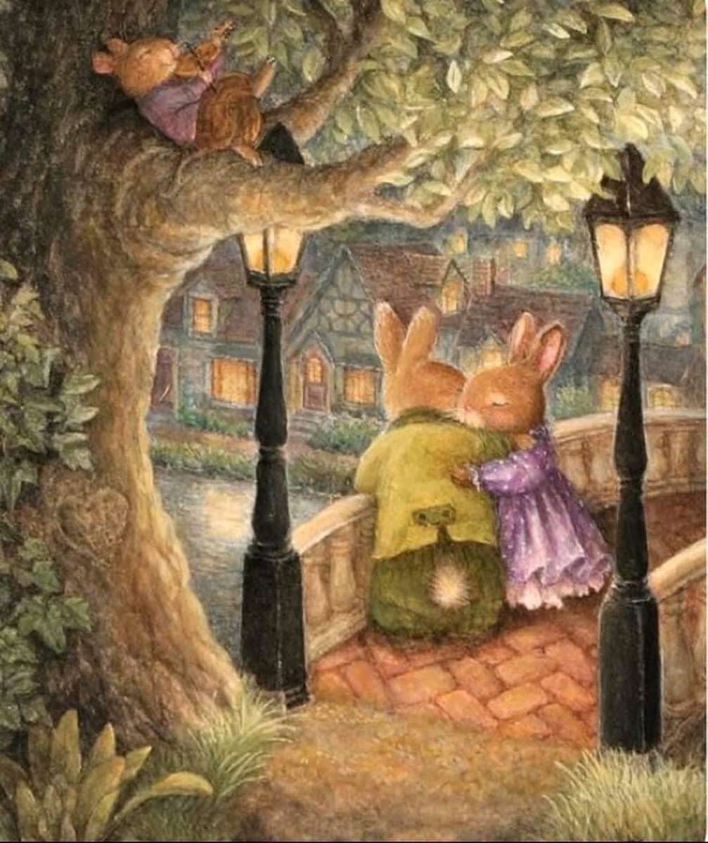 passeggiata romantica di Mr e Mrs Rabbit puzzle online