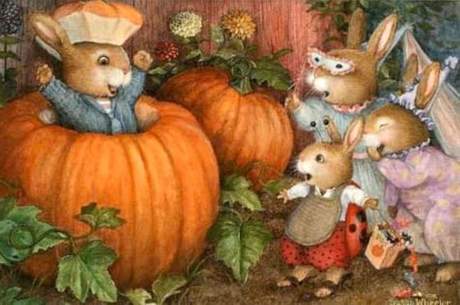 coelhos celebram o Halloween puzzle online