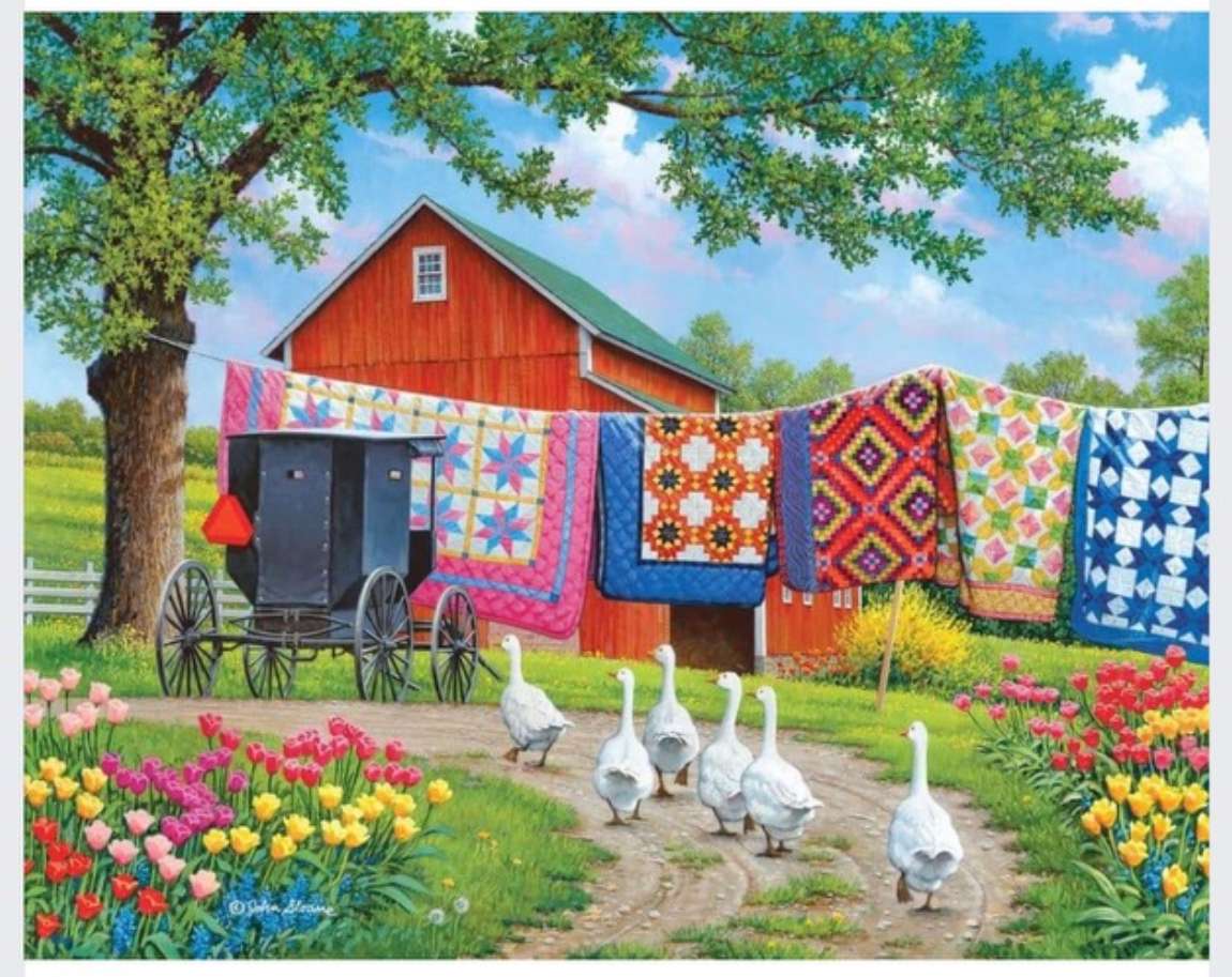 Yoder Farm Quilts und Gänse. Online-Puzzle