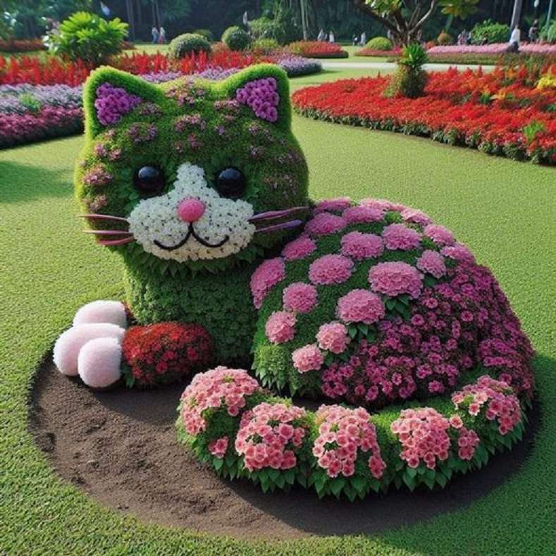 Kattformad trädgård pussel på nätet