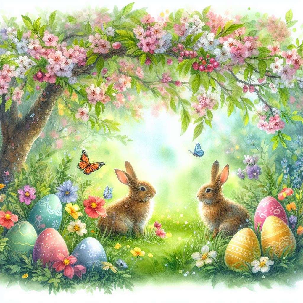 2 lapins dans une prairie luxuriante puzzle en ligne