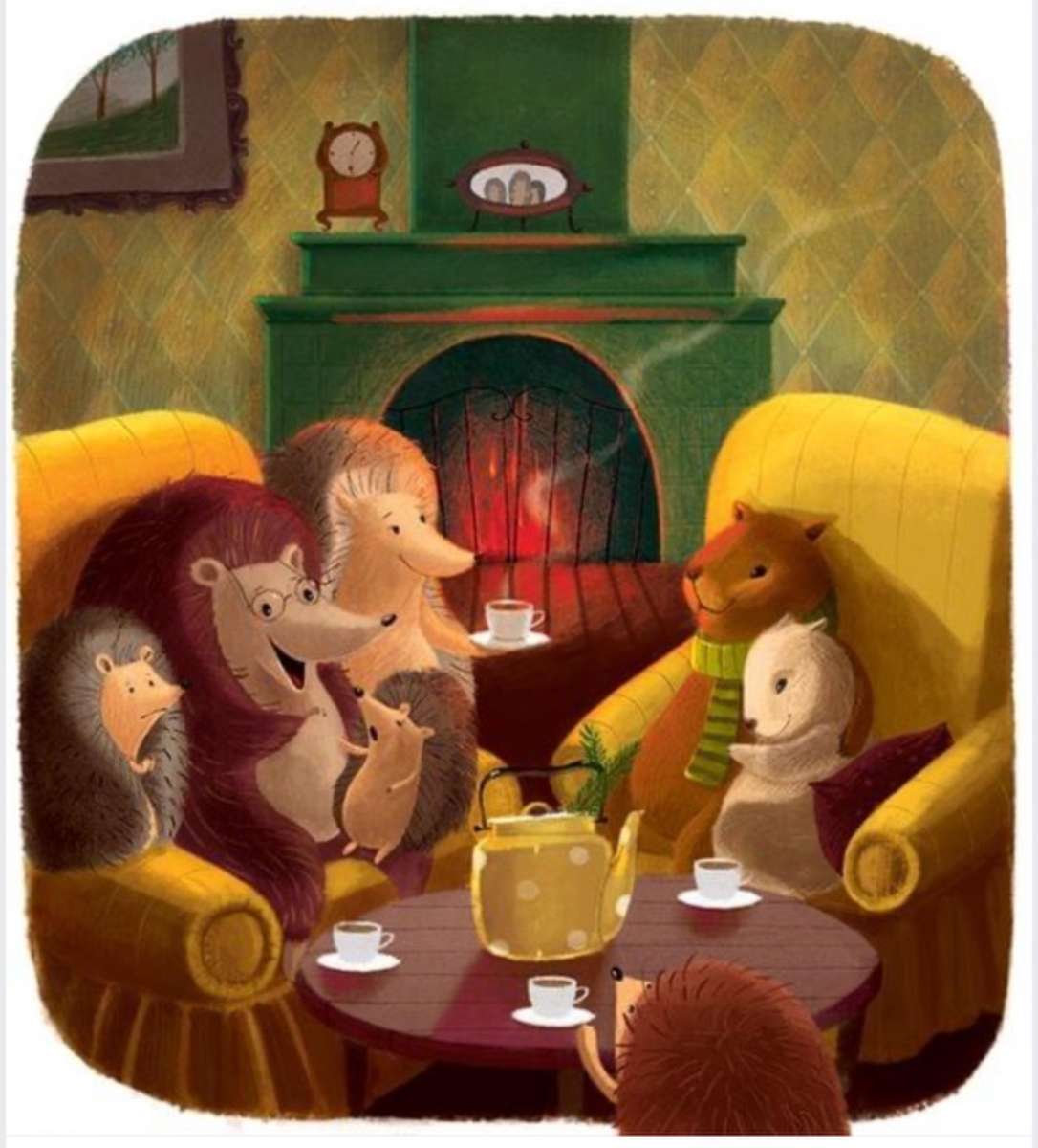 Aricii în jurul mesei cu prietenii. jigsaw puzzle online