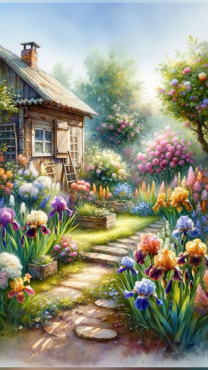 Un bellissimo giardino di iris puzzle online