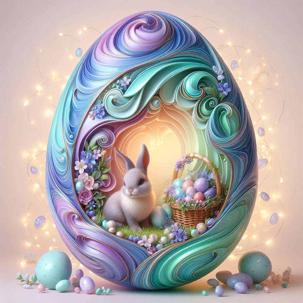 Oeuf de Pâques et lapin puzzle en ligne