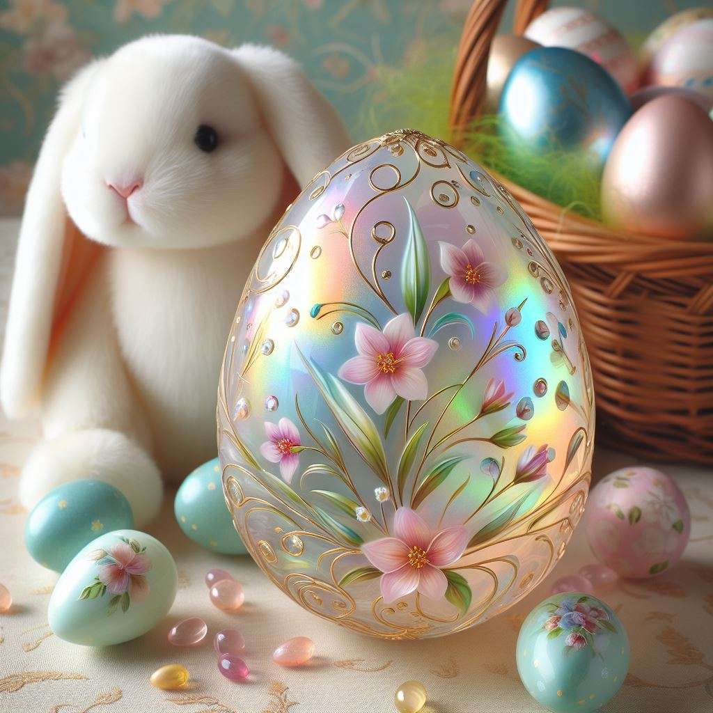 Virágos húsvéti tojás kirakós online