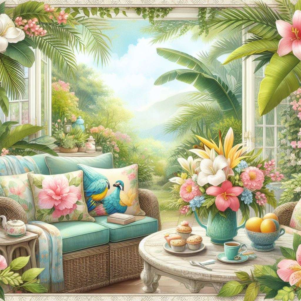 Cadre de terrasse tropicale puzzle en ligne