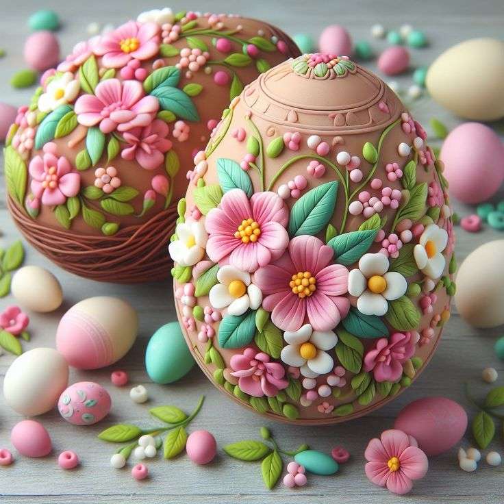 Ouă de Paște florale puzzle online