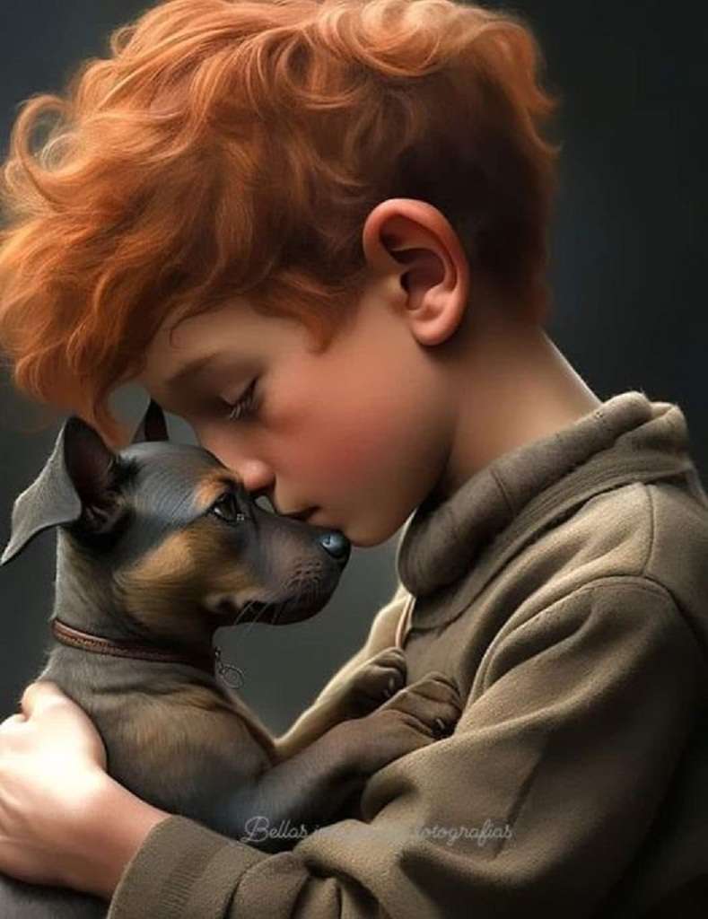Boy with puppy online puzzle