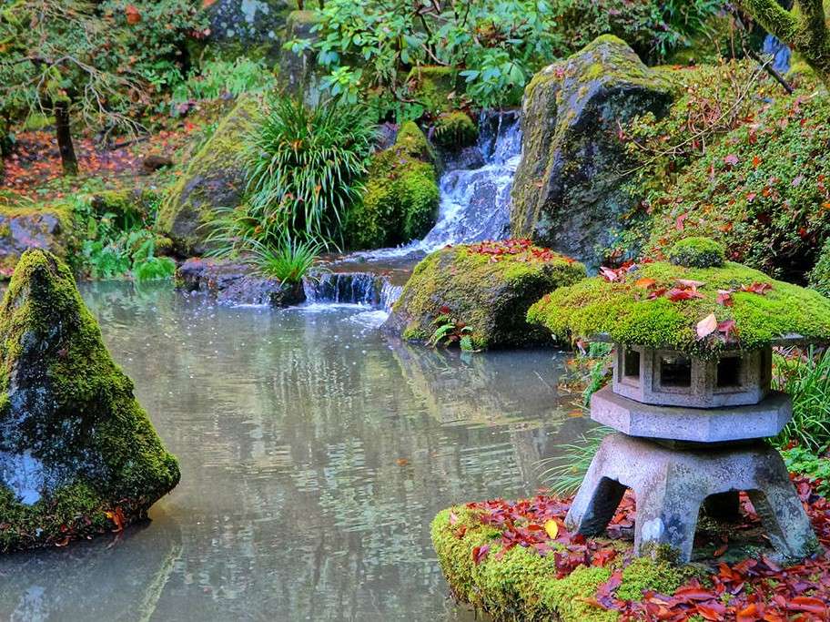 Japansk trädgård i Portland. Pussel online