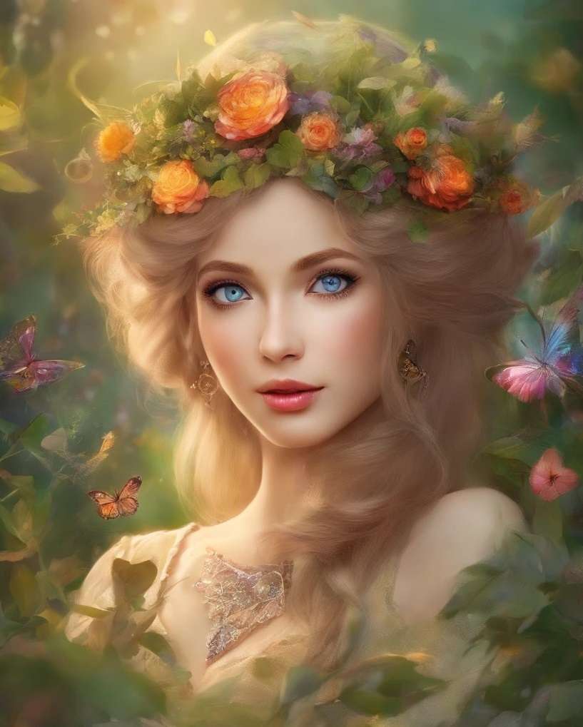 Diosa de la naturaleza, las flores y la belleza. rompecabezas en línea