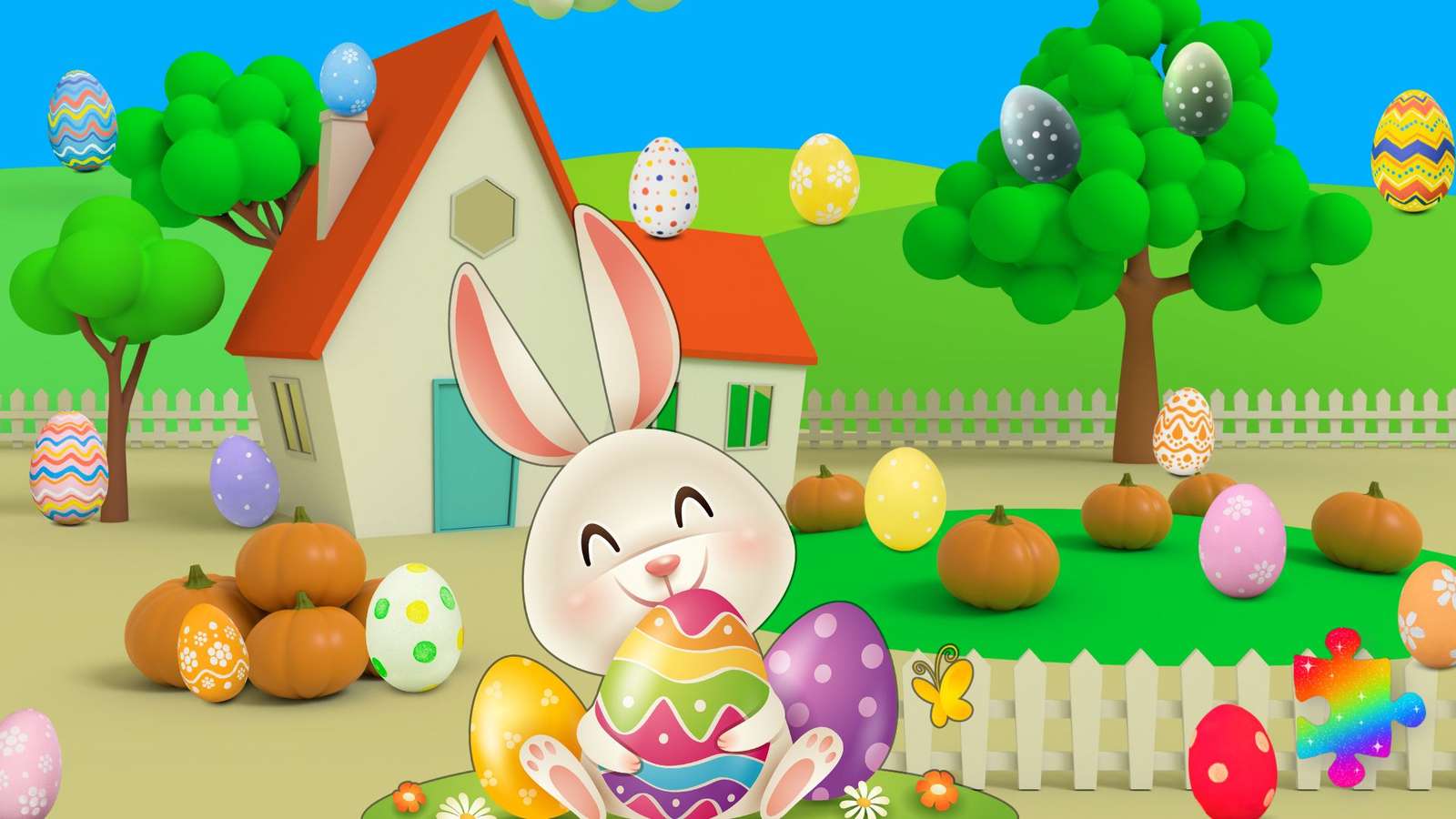 ПЪЗЕЛ ПРЕДИЗВИКАТЕЛСТВО Помогнете на Великденския заек да намери 20 яйца онлайн пъзел